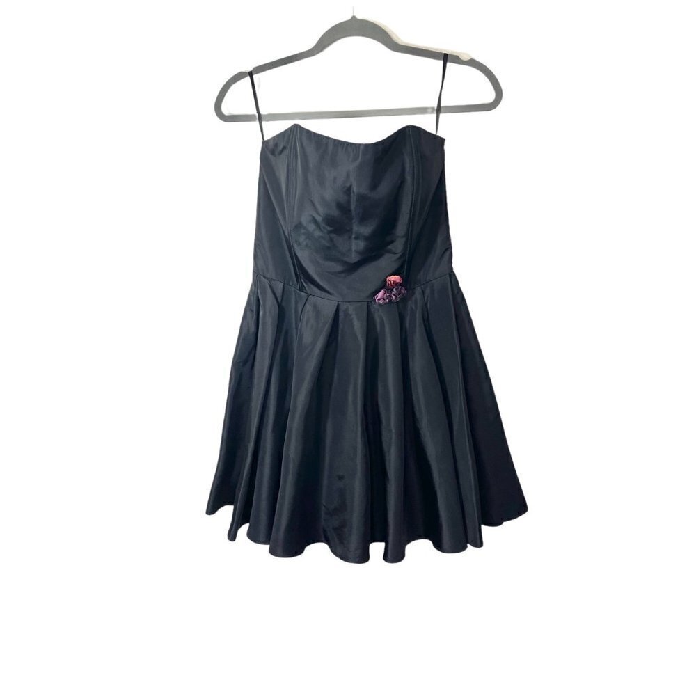 Vintage Gunne Sax Jessica McClintock Size 9 Black Short Strapless Fit and Flare